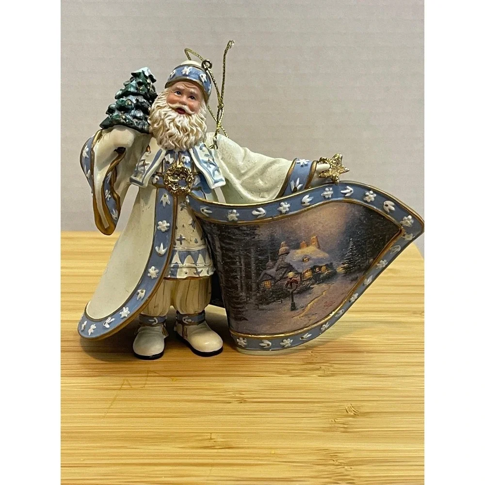 Thomas Kinkade Santas #1 (3) SET OLD WORLD VICTORIAN ORNAMENTS Ashton Drake 2004